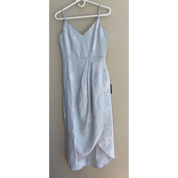 Lulu's Truly Exquisite Light Blue Jacquard Tulip Midi Dress Size Medium NWT - Picture 4 of 13